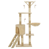 Cat Tree with Sisal Scratching Posts 138 cm Beige Kings Warehouse 