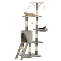 Cat Tree with Sisal Scratching Posts 138 cm Grey Kings Warehouse 