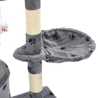 Cat Tree with Sisal Scratching Posts 138 cm Grey Paw Prints Kings Warehouse 