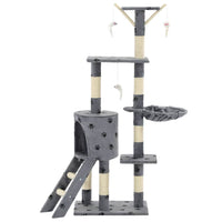 Cat Tree with Sisal Scratching Posts 138 cm Grey Paw Prints Kings Warehouse 