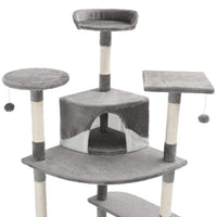 Cat Tree with Sisal Scratching Posts 203 cm Grey and White Kings Warehouse 