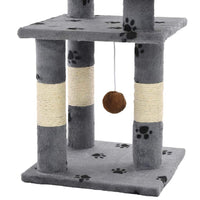 Cat Tree with Sisal Scratching Posts 65 cm Paw Prints Grey Kings Warehouse 