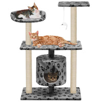 Cat Tree with Sisal Scratching Posts 95 cm Grey Paw Prints Kings Warehouse 