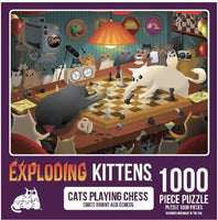 Cats Playing Chess 1000 Piece Puzzle