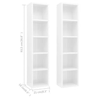 CD Cabinets 2 pcs High Gloss White 21x16x93.5 cm Living room Kings Warehouse 