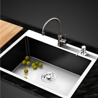Cefito 60cm x 45cm Stainless Steel Kitchen Sink Flush/Drop-in Mount Silver DIY Kings Warehouse 