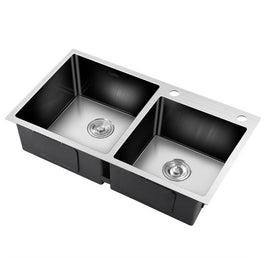 Cefito 80cm x 45cm Stainless Steel Kitchen Sink Flush/Drop-in Mount Silver DIY Kings Warehouse