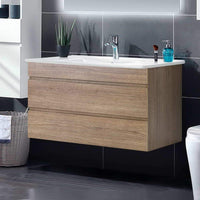 Cefito 900mm Bathroom Vanity Cabinet Wash Basin Unit Sink Storage Wall Mounted Oak White Cefito Kings Warehouse 