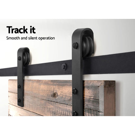 Cefito Sliding Barn Door Hardware Track Set 1.83m Roller Slide Office Bedroom Kings Warehouse 