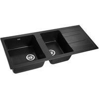 Cefito Stone Kitchen Sink 1160X500MM Granite Under/Topmount Basin Double Bowl Black DIY Kings Warehouse 