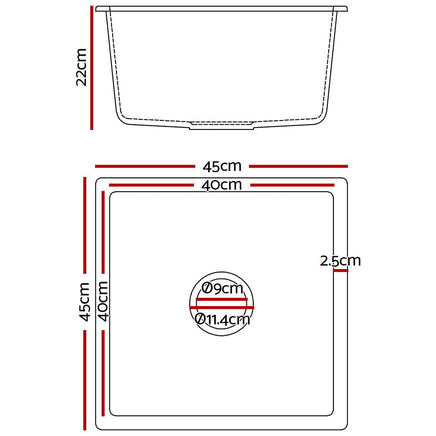 Cefito Stone Kitchen Sink 450X450MM Granite Under/Topmount Basin Bowl Laundry White Cefito Kings Warehouse 
