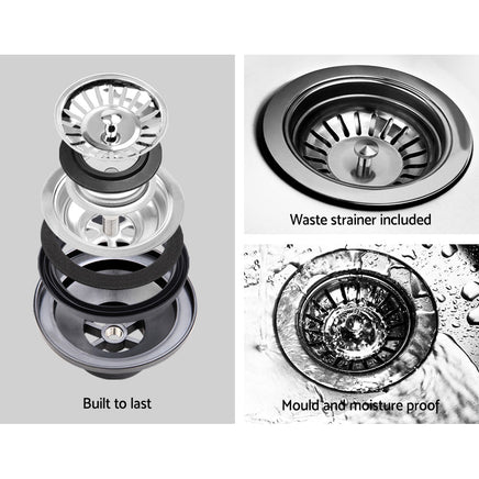 Cefito Stone Kitchen Sink 450X450MM Granite Under/Topmount Basin Bowl Laundry White Cefito Kings Warehouse 