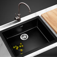 Cefito Stone Kitchen Sink 460X410MM Granite Under/Topmount Basin Bowl Laundry Black DIY Kings Warehouse 