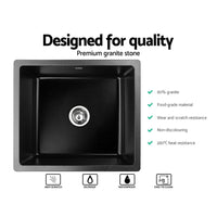 Cefito Stone Kitchen Sink 460X410MM Granite Under/Topmount Basin Bowl Laundry Black DIY Kings Warehouse 