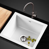 Cefito Stone Kitchen Sink 460X410MM Granite Under/Topmount Basin Bowl Laundry White DIY Kings Warehouse 