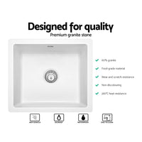 Cefito Stone Kitchen Sink 460X410MM Granite Under/Topmount Basin Bowl Laundry White DIY Kings Warehouse 