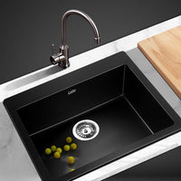 Cefito Stone Kitchen Sink 570X500MM Granite Under/Topmount Basin Bowl Laundry Black DIY Kings Warehouse 