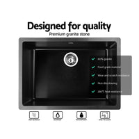 Cefito Stone Kitchen Sink 610X470MM Granite Under/Topmount Basin Bowl Laundry Black DIY Kings Warehouse 