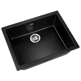Cefito Stone Kitchen Sink 610X470MM Granite Under/Topmount Basin Bowl Laundry Black DIY Kings Warehouse 