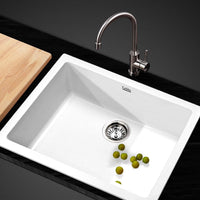 Cefito Stone Kitchen Sink 610X470MM Granite Under/Topmount Basin Bowl Laundry White DIY Kings Warehouse 