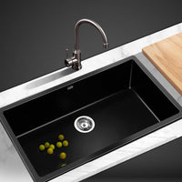 Cefito Stone Kitchen Sink 790X450MM Granite Under/Topmount Basin Bowl Laundry Black DIY Kings Warehouse 
