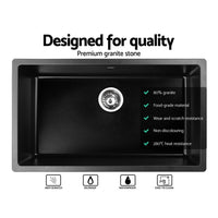 Cefito Stone Kitchen Sink 790X450MM Granite Under/Topmount Basin Bowl Laundry Black DIY Kings Warehouse 