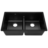 Cefito Stone Kitchen Sink 790X460MM Granite Under/Topmount Basin Double Bowl Black DIY Kings Warehouse 