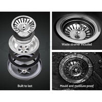 Cefito Stone Kitchen Sink Round 430MM Granite Under/Topmount Basin Bowl Laundry Black DIY Kings Warehouse 