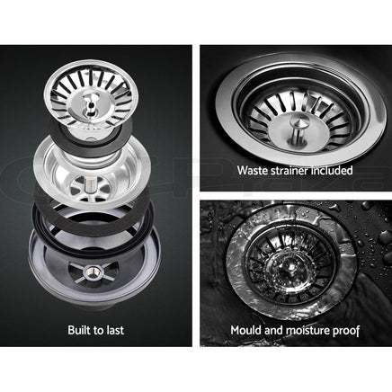 Cefito Stone Kitchen Sink Round 430MM Granite Under/Topmount Basin Bowl Laundry Black DIY Kings Warehouse 