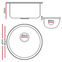 Cefito Stone Kitchen Sink Round 430MM Granite Under/Topmount Basin Bowl Laundry White Bathroom Accessories Kings Warehouse 