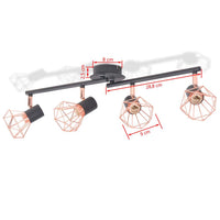 Ceiling Lamp with 4 Spotlights E14 Black and Copper Kings Warehouse 