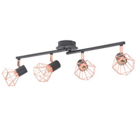 Ceiling Lamp with 4 Spotlights E14 Black and Copper Kings Warehouse 