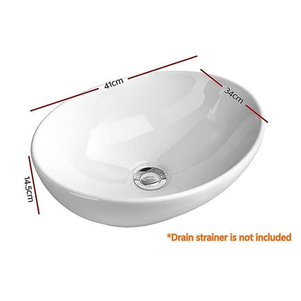 Ceramic Bathroom Basin Vanity Sink Oval Above Counter Top Mount Bowl Kings Warehouse 