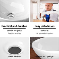 Ceramic Bathroom Basin Vanity Sink Oval Above Counter Top Mount Bowl Kings Warehouse 