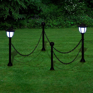 Chain Fence with Solar Lights Two LED Lamps Two Poles Garden Supplies Kings Warehouse 