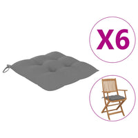 Chair Cushions 6 pcs Grey 40x40x7 cm Fabric Kings Warehouse 