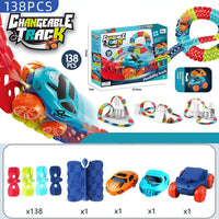 Changeable Track In The Dark Track with LED Light-Up Race Car Flexible Track Toy 184 Kings Warehouse 