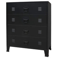 Chest of Drawers Metal Industrial Style 78x40x93 cm Black