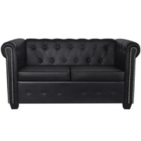 Chesterfield 2-Seater and 3-Seater Artificial Leather Black Kings Warehouse 