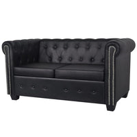 Chesterfield 2-Seater Artificial Leather Black Kings Warehouse 