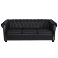 Chesterfield 3-Seater Artificial Leather Black Kings Warehouse 