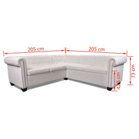 Chesterfield Corner Sofa 5-Seater Artificial Leather White Kings Warehouse 
