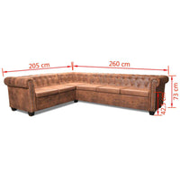 Chesterfield Corner Sofa 6-Seater Artificial Leather Brown Kings Warehouse 