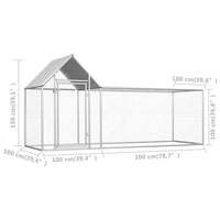 Chicken Coop 3x1x1.5 m Galvanised Steel Coops & Hutches Supplies Kings Warehouse 