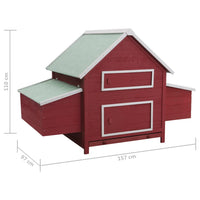 Chicken Coop Red 157x97x110 cm Wood Coops & Hutches Supplies Kings Warehouse 