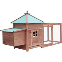 Chicken Coop with Nest Box Mocha 193x68x104 cm Solid Firwood Kings Warehouse 