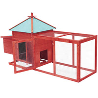 Chicken Coop with Nest Box Red 193x68x104 cm Solid Firwood Kings Warehouse 