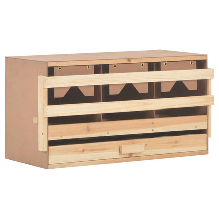 Chicken Laying Nest 3 Compartments 72x33x38 cm Solid Pine Wood Coops & Hutches Supplies Kings Warehouse 