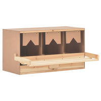 Chicken Laying Nest 3 Compartments 72x33x38 cm Solid Pine Wood Coops & Hutches Supplies Kings Warehouse 