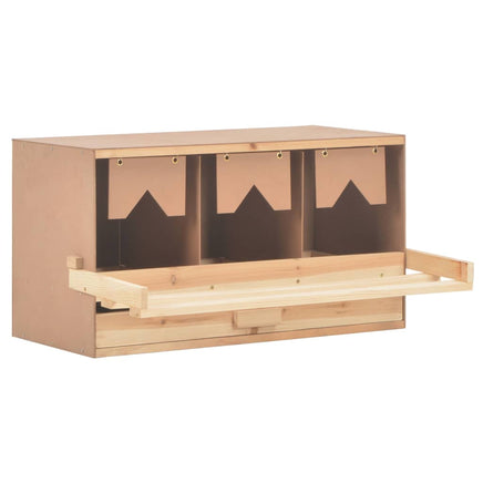 Chicken Laying Nest 3 Compartments 72x33x38 cm Solid Pine Wood Coops & Hutches Supplies Kings Warehouse 